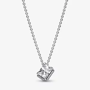 (afbeelding voor) Pandora Rechthoekige Sparkling Halo Collier Ketting - 392388C01