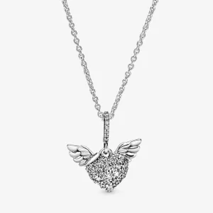 (afbeelding voor) Pandora Pavé Hart en Engelenvleugels Ketting - 398505C01