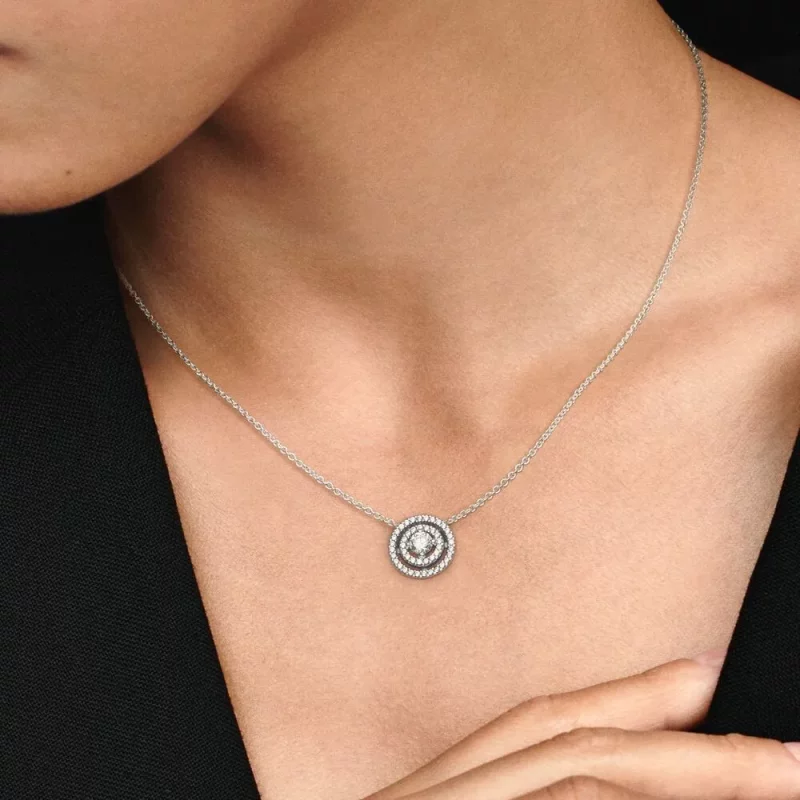 (afbeelding voor) Pandora Sparkling Double Halo Collier Ketting - 399414C01-45 - Bekijken 4