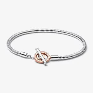 (afbeelding voor) Pandora Moments Twee-tinten Logo T-balk Slangenketting Armband - 582309C00