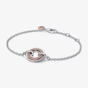 (afbeelding voor) Pandora Signature Two Tweekleurige Logo & Pavé Kettingarmband - 582741C01