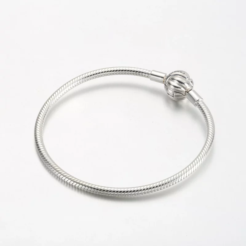 (afbeelding voor) Pandora Slangenketting halsketting van sterling zilver met liefdesknoopsluiting - Bekijken 2