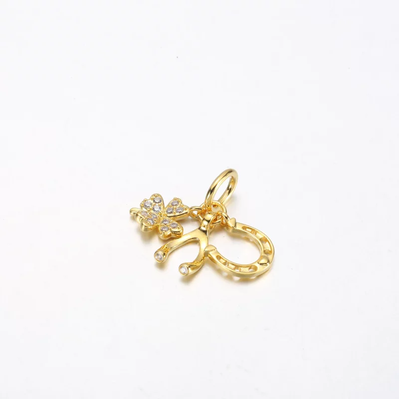 (afbeelding voor) Pandora Lucky Clover, Wishbone & Horseshoe Dangle Charm - 752337c01 - Bekijken 2