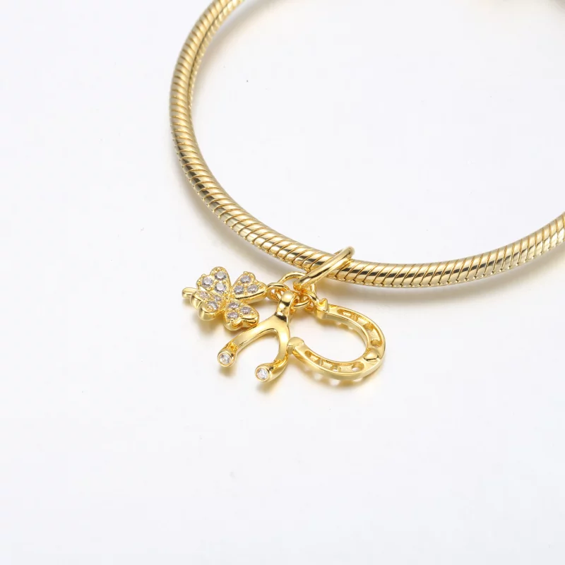 (afbeelding voor) Pandora Lucky Clover, Wishbone & Horseshoe Dangle Charm - 752337c01 - Bekijken 4