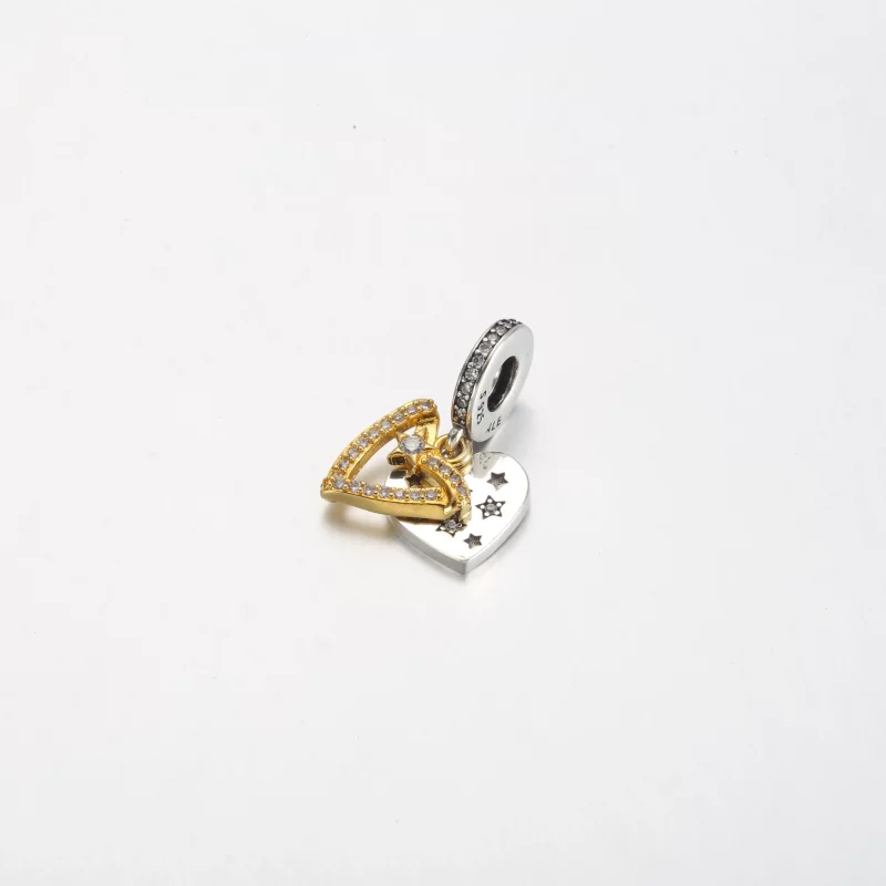 (afbeelding voor) Pandora Vallende Ster Harten Dubbele Hangende Charm - 762203C01 - Bekijken 2