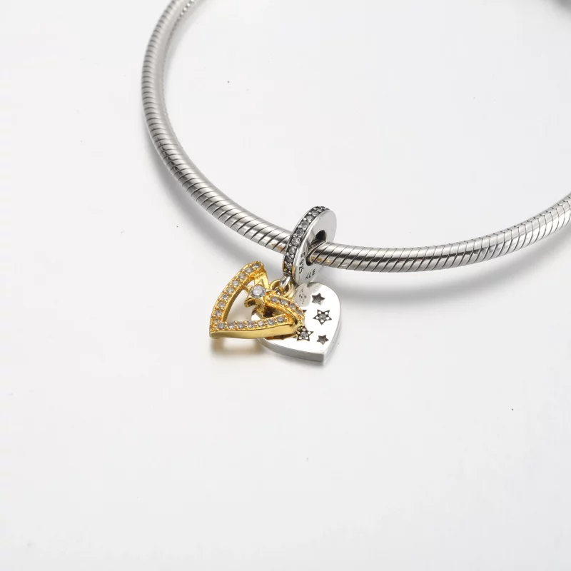 (afbeelding voor) Pandora Vallende Ster Harten Dubbele Hangende Charm - 762203C01 - Bekijken 4