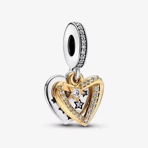 (afbeelding voor) Pandora Vallende Ster Harten Dubbele Hangende Charm - 762203C01