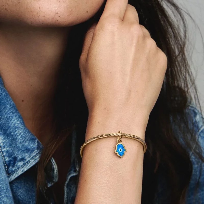 (afbeelding voor) Pandora Opalescent Blauwe Hamsa Hand Hangertje - 762699C01 - Bekijken 2