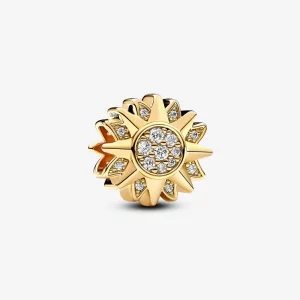(afbeelding voor) Pandora Zon 14k verguld charme met heldere kubieke zirkonia - 762839C01
