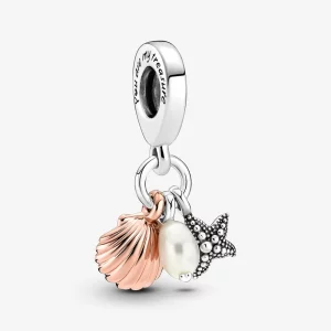 Pandora Bewerkt Zoetwater Gekweekte Parel, Zeester & Schelp Drievoudig Hangend Charm - 781690C01 (afbeelding voor) Pandora Bewerkt Zoetwater Gekweekte Parel, Zeester & Schelp Drievoudig Hangend Charm - 781690C01