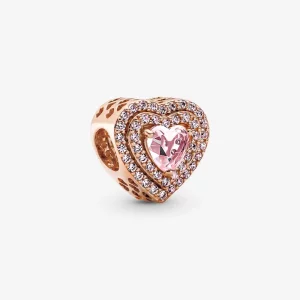Pandora Sparkling Levelled Heart Charm - 789218C01 (afbeelding voor) Pandora Sparkling Levelled Heart Charm - 789218C01
