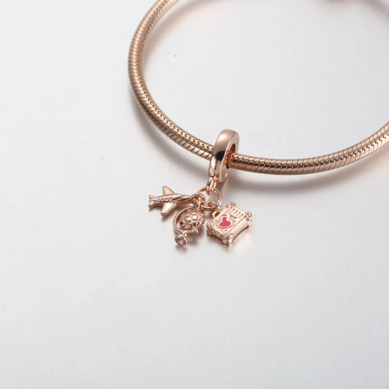(afbeelding voor) Pandora Vliegtuig, Wereldbol & Koffer Drievoudig Hangend Charm - 789435C01 - Bekijken 4