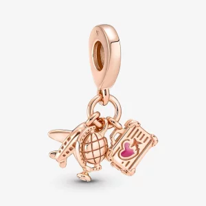 Pandora Vliegtuig, Wereldbol & Koffer Drievoudig Hangend Charm - 789435C01 (afbeelding voor) Pandora Vliegtuig, Wereldbol & Koffer Drievoudig Hangend Charm - 789435C01