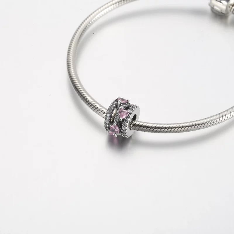 (afbeelding voor) Pandora Sparkling Triple Halo Hearts Charm - 791161C01 - Bekijken 5