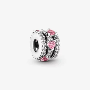 Pandora Sparkling Triple Halo Hearts Charm - 791161C01 (afbeelding voor) Pandora Sparkling Triple Halo Hearts Charm - 791161C01