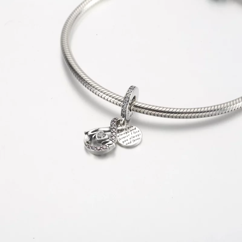 (afbeelding voor) Pandora Mama Oneindigheid Pavé Dubbele Hangende Charm - 791468C01 - Bekijken 4