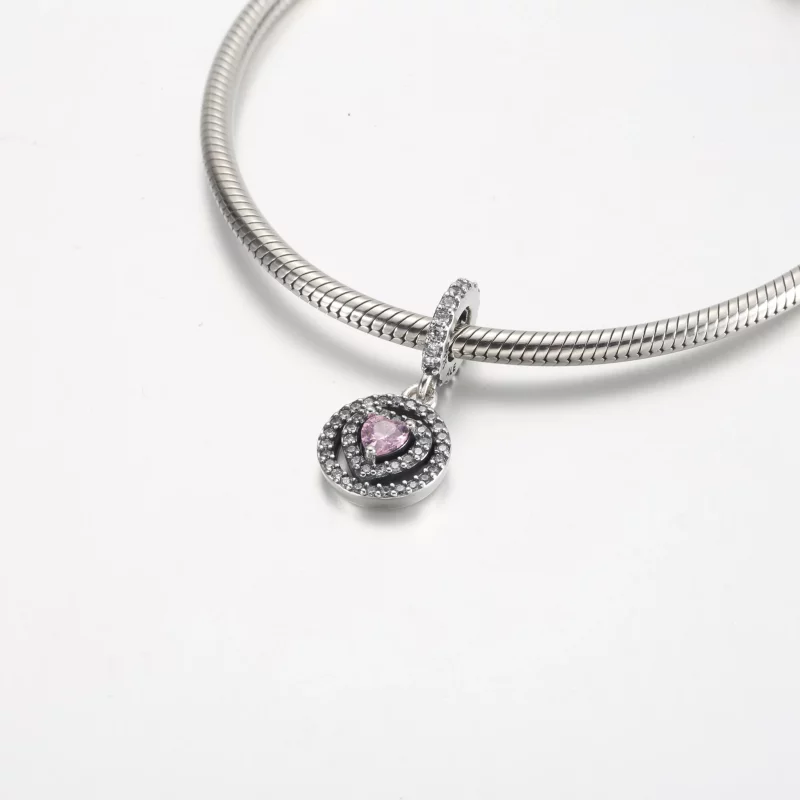 (afbeelding voor) Pandora Sparkling Double Halo Heart Dangle Charm - 791476C01 - Bekijken 4