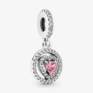 Pandora Sparkling Double Halo Heart Dangle Charm - 791476C01 (afbeelding voor) Pandora Sparkling Double Halo Heart Dangle Charm - 791476C01