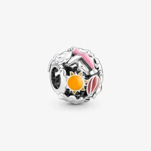 Pandora Fly Away Rainbow Sky & Travel Charm - 791695C01 (afbeelding voor) Pandora Fly Away Rainbow Sky & Travel Charm - 791695C01