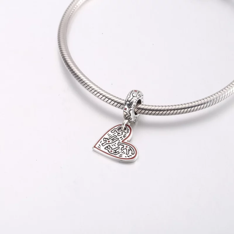 (afbeelding voor) Keith Haring™ x Pandora Lijnkunst Mensen Hart Hangend Charm - 792215C01 - Bekijken 4