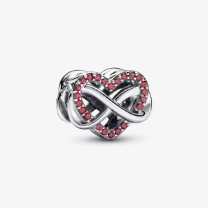 Pandora Family Infinity Rood Hart Charm - 792246C01 (afbeelding voor) Pandora Family Infinity Rood Hart Charm - 792246C01