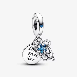Pandora Bloeiende Bloem Dubbele Hangende Charm - 792293C01 (afbeelding voor) Pandora Bloeiende Bloem Dubbele Hangende Charm - 792293C01