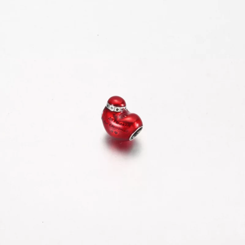 (afbeelding voor) Pandora Metallic Rood Kersthart Charm - 792336C01 - Bekijken 2