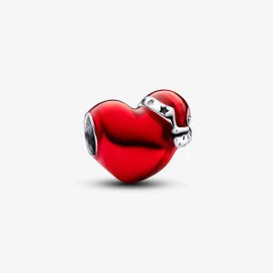 (afbeelding voor) Pandora Metallic Rood Kersthart Charm - 792336C01