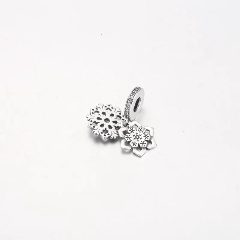 (afbeelding voor) Pandora Sparkling Snowflake Double Dangle Charm - 792355C01 - Bekijken 3
