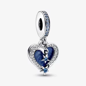 Pandora Celestial Vallende Ster Hart Dubbele Hangende Charm - 792356C01 (afbeelding voor) Pandora Celestial Vallende Ster Hart Dubbele Hangende Charm - 792356C01