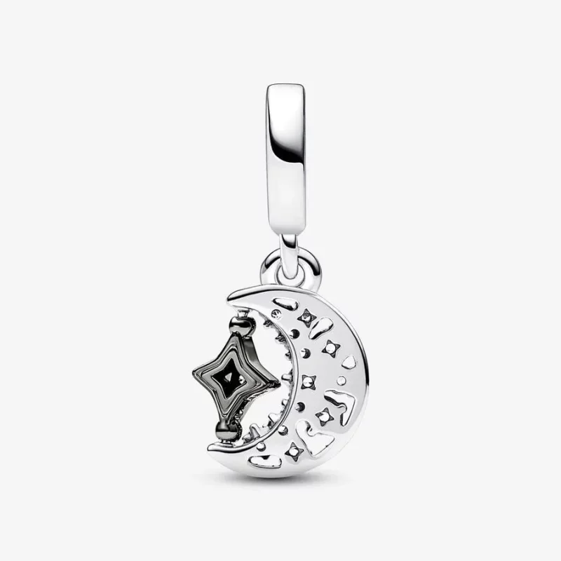 (afbeelding voor) Pandora Sparkling Crescent Moon & Spinnable Star Dangle Charm - 792781C01 - Bekijken 2