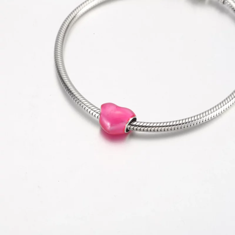 (afbeelding voor) Pandora Metallic Roze Hart Charm - 799291C03 - Bekijken 5