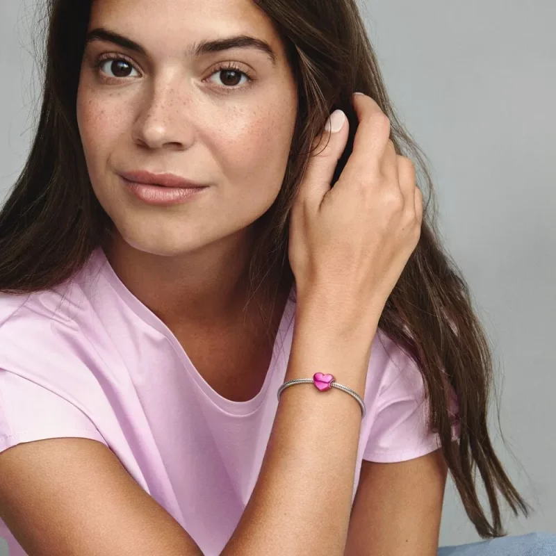 (afbeelding voor) Pandora Metallic Roze Hart Charm - 799291C03 - Bekijken 6
