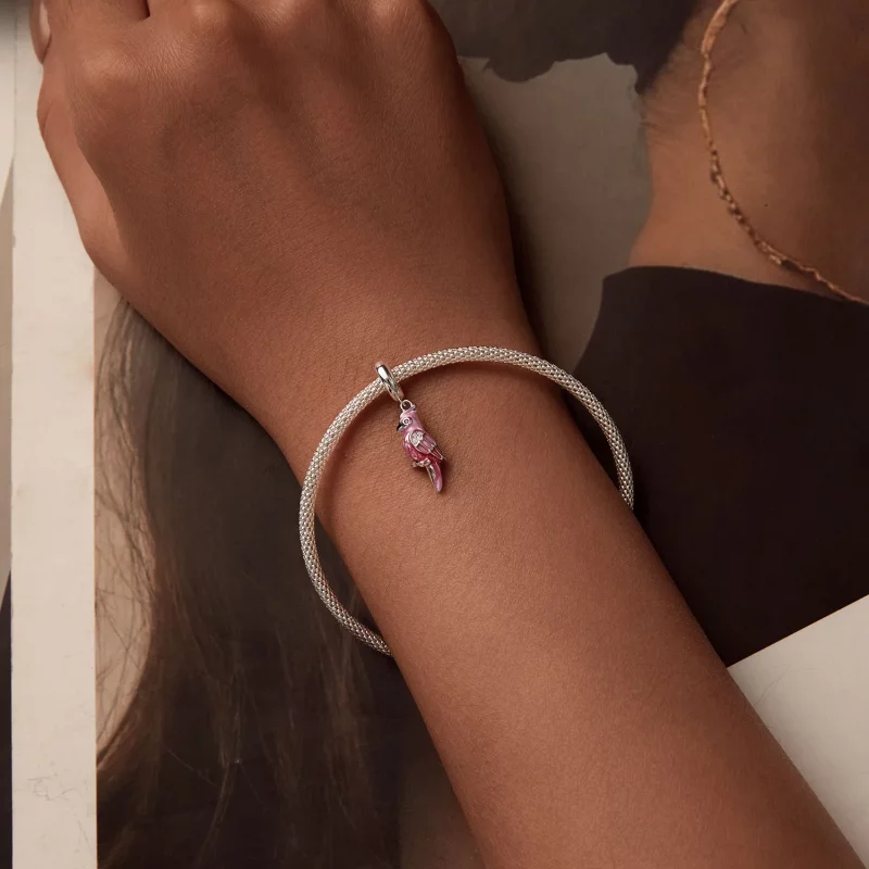 (afbeelding voor) PANDORA Stijl Roze Papegaai Hangertje - BSC971 - Bekijken 5