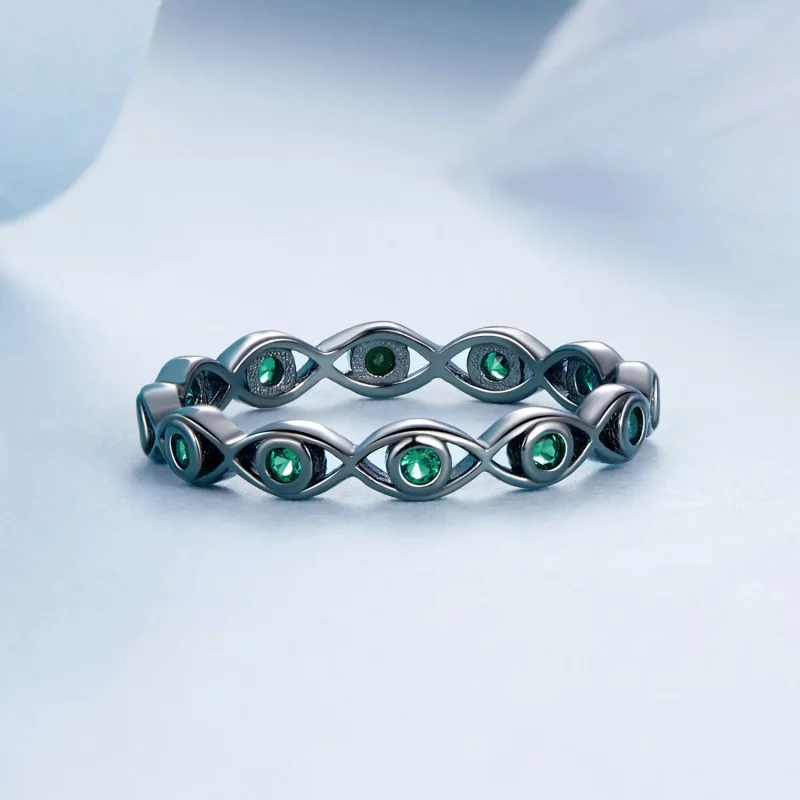(afbeelding voor) PANDORA Stijl Zwart Goud Gegalvaniseerd Duivels Oog Ring - BSR212-D - Bekijken 3