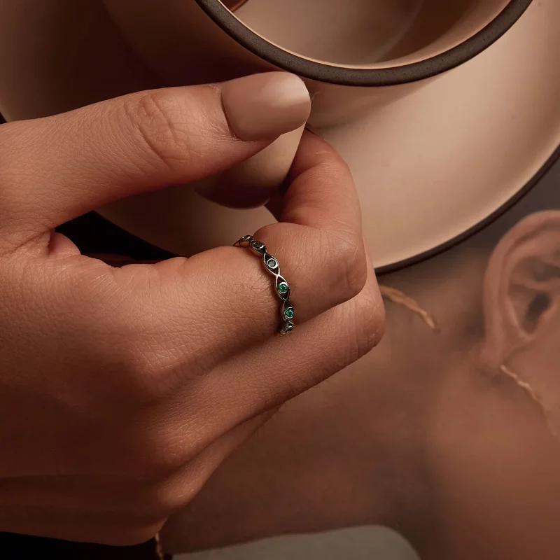 (afbeelding voor) PANDORA Stijl Zwart Goud Gegalvaniseerd Duivels Oog Ring - BSR212-D - Bekijken 5