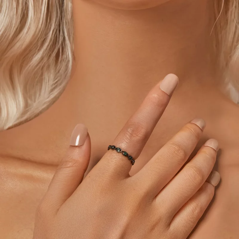 (afbeelding voor) PANDORA Stijl Zwart Goud Gegalvaniseerd Duivels Oog Ring - BSR212-D - Bekijken 6