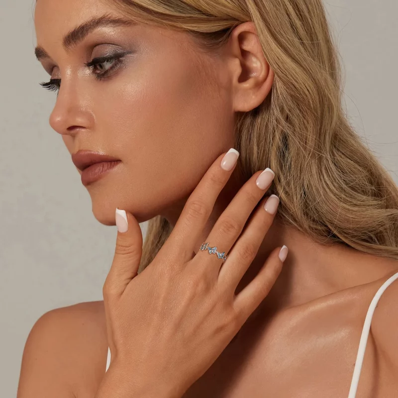 (afbeelding voor) PANDORA Stijl Blauwe Vlinder Ring - BSR508 - Bekijken 4