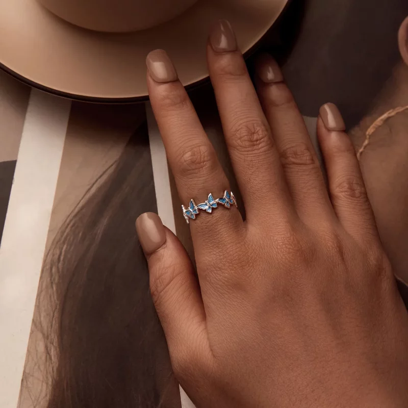 (afbeelding voor) PANDORA Stijl Blauwe Vlinder Ring - BSR508 - Bekijken 5