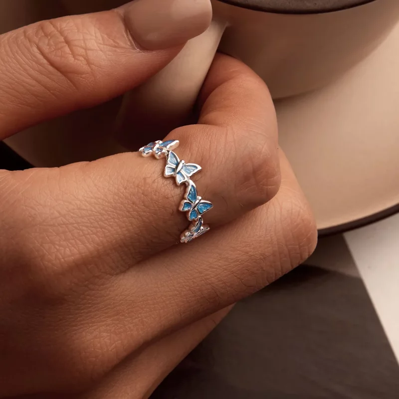 (afbeelding voor) PANDORA Stijl Blauwe Vlinder Ring - BSR508 - Bekijken 6