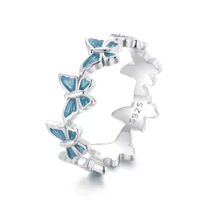 PANDORA Stijl Blauwe Vlinder Ring - BSR508 (afbeelding voor) PANDORA Stijl Blauwe Vlinder Ring - BSR508