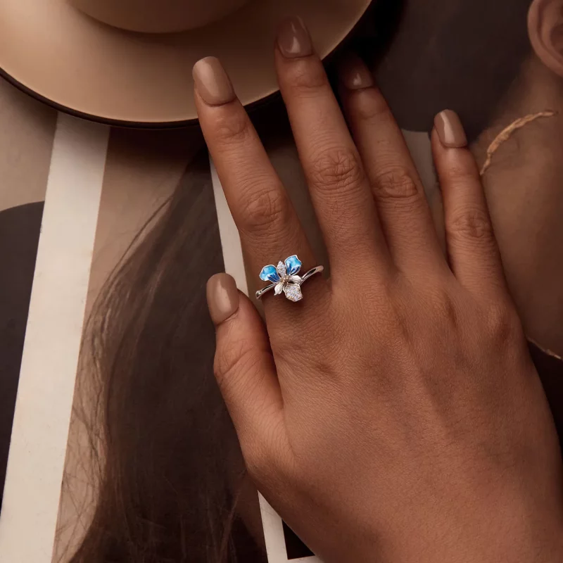 (afbeelding voor) PANDORA Stijl Blauwe Iris Open Ring - BSR509-E - Bekijken 5