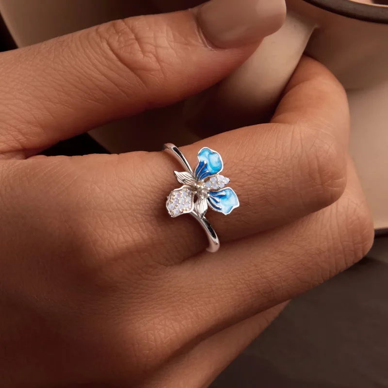 (afbeelding voor) PANDORA Stijl Blauwe Iris Open Ring - BSR509-E - Bekijken 6