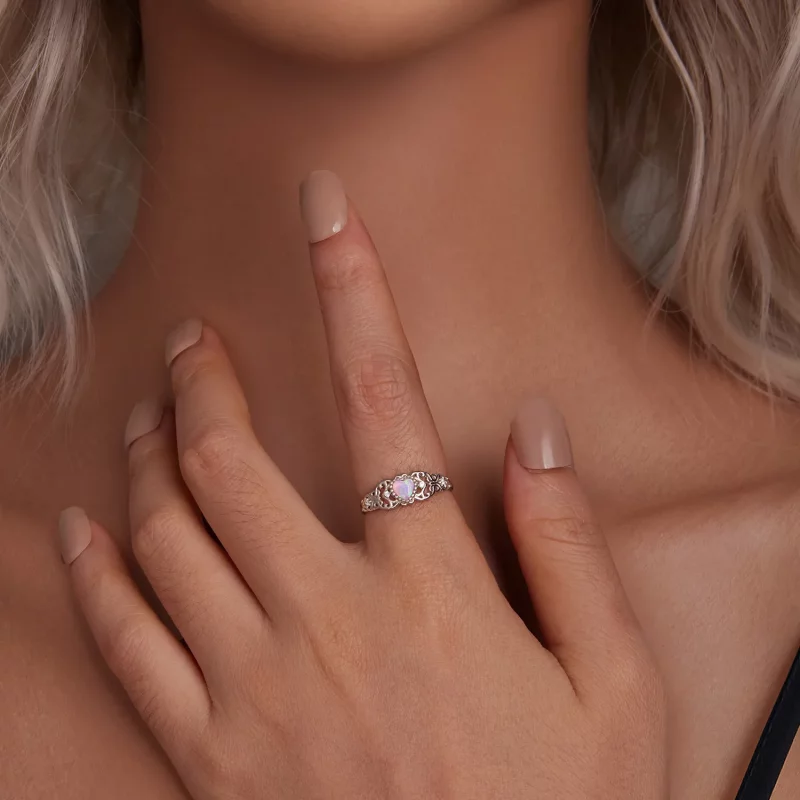 (afbeelding voor) PANDORA Stijl Roze Opaal Ring - BSR512 - Bekijken 5