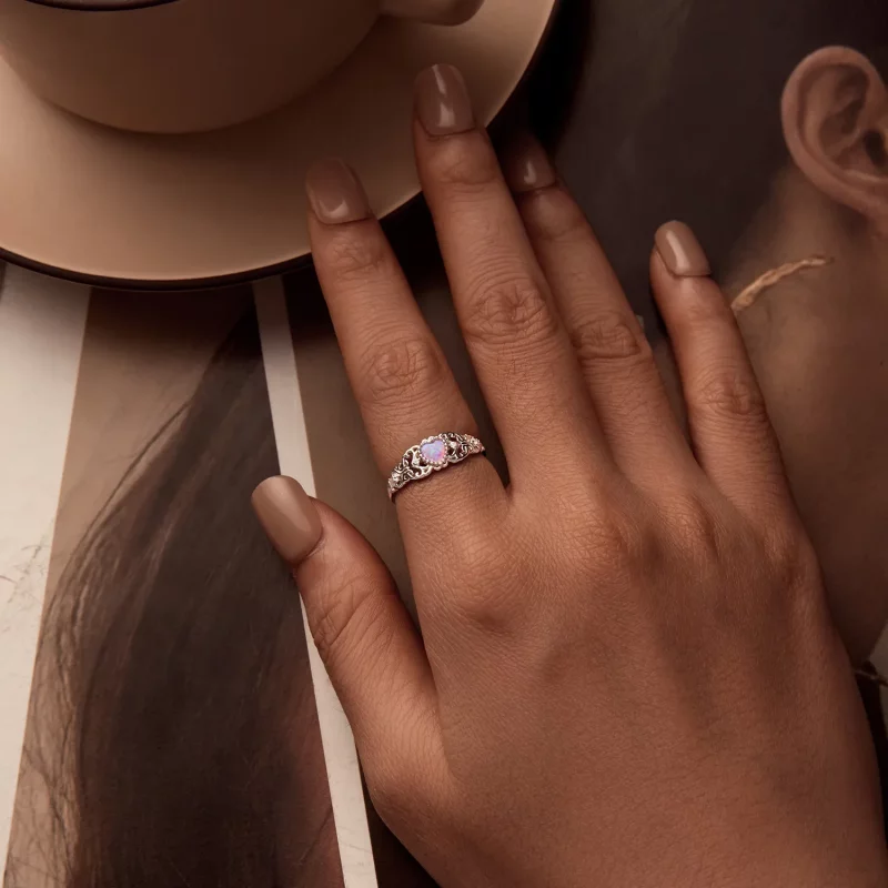 (afbeelding voor) PANDORA Stijl Roze Opaal Ring - BSR512 - Bekijken 6
