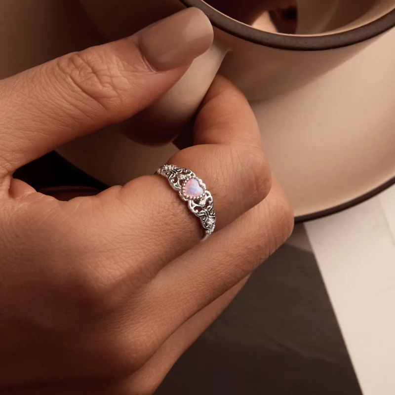 (afbeelding voor) PANDORA Stijl Roze Opaal Ring - BSR512 - Bekijken 7