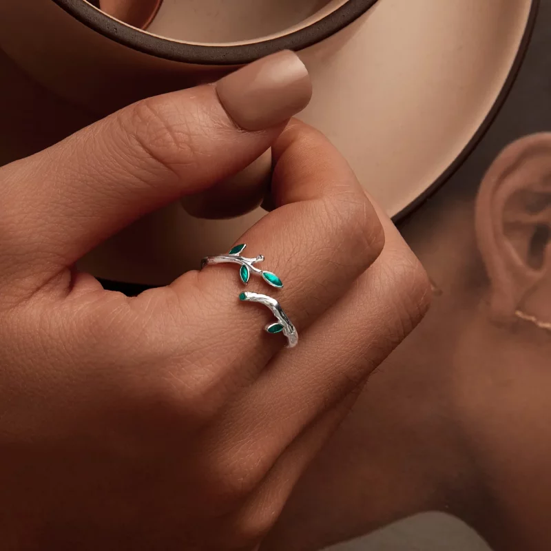 (afbeelding voor) PANDORA Stijl Blad Open Ring - BSR517-E - Bekijken 7