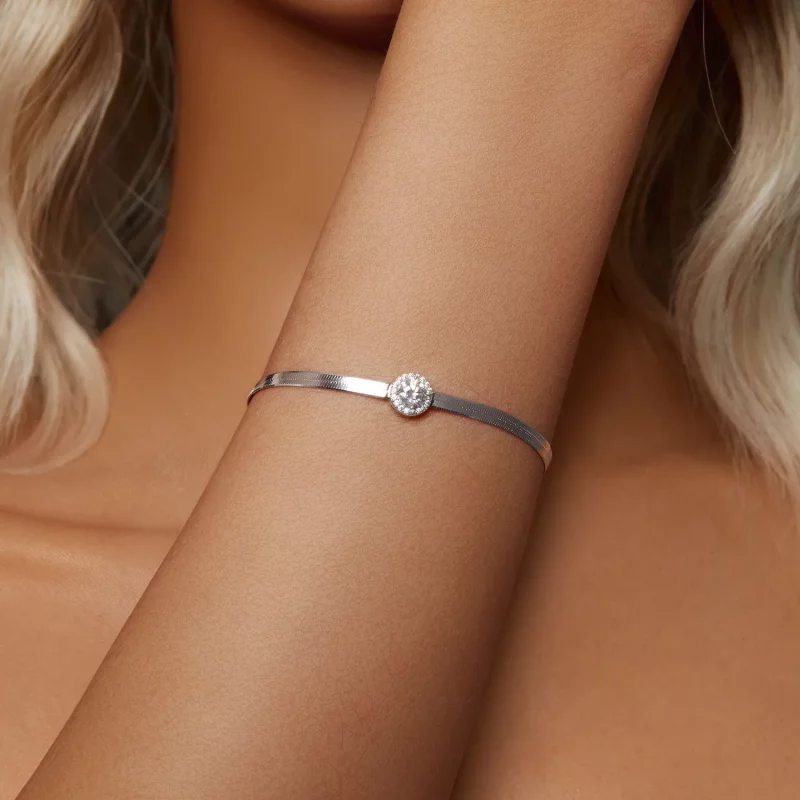 (afbeelding voor) PANDORA Stijl 0.5Ct Moissaniet Slangenbot Armband (Eén Certificaat) - MSB011 - Bekijken 5