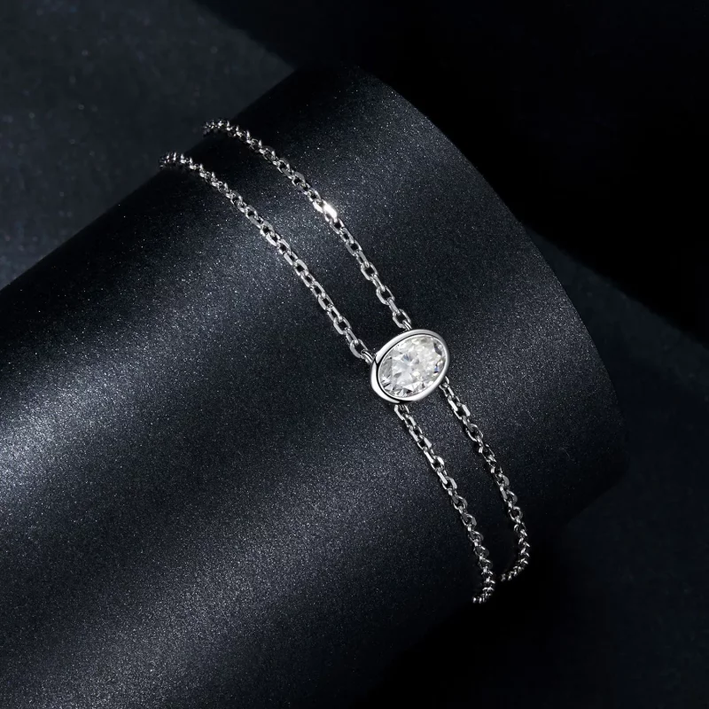 (afbeelding voor) PANDORA Stijl 1Kt Dubbellaagse Moissanite Armband (Eén Certificaat) - MSB012 - Bekijken 2