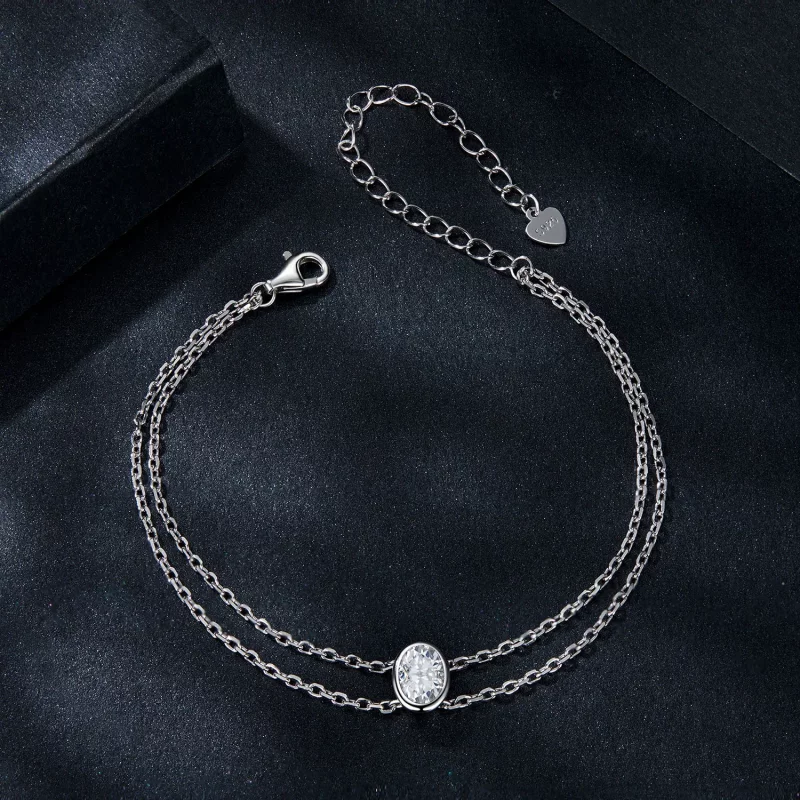 (afbeelding voor) PANDORA Stijl 1Kt Dubbellaagse Moissanite Armband (Eén Certificaat) - MSB012 - Bekijken 3